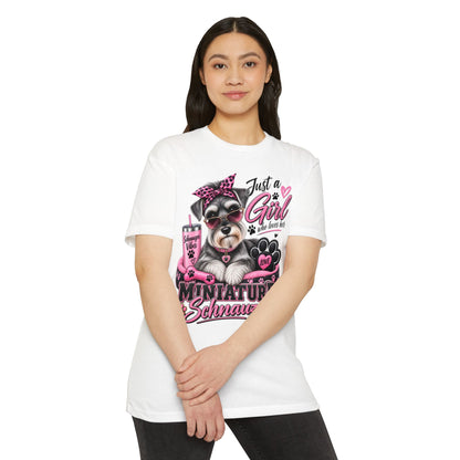 Miniature Schnauzer T-Shirt — "Just a Girl Who Loves Her Miniature Schnauzer" Cute Dog Tee