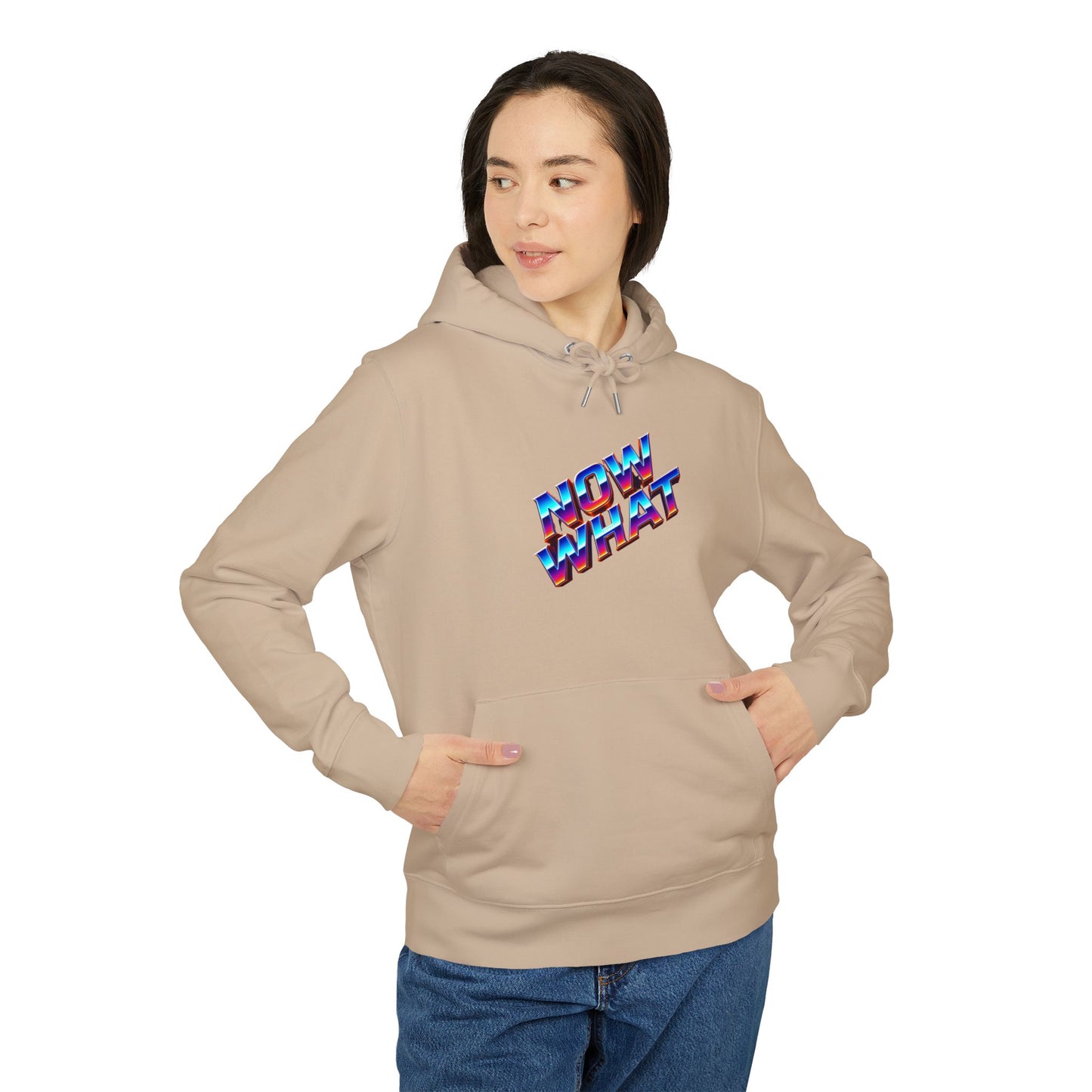 Now What Hoodie — Retro 3D Text Graphic Pullover