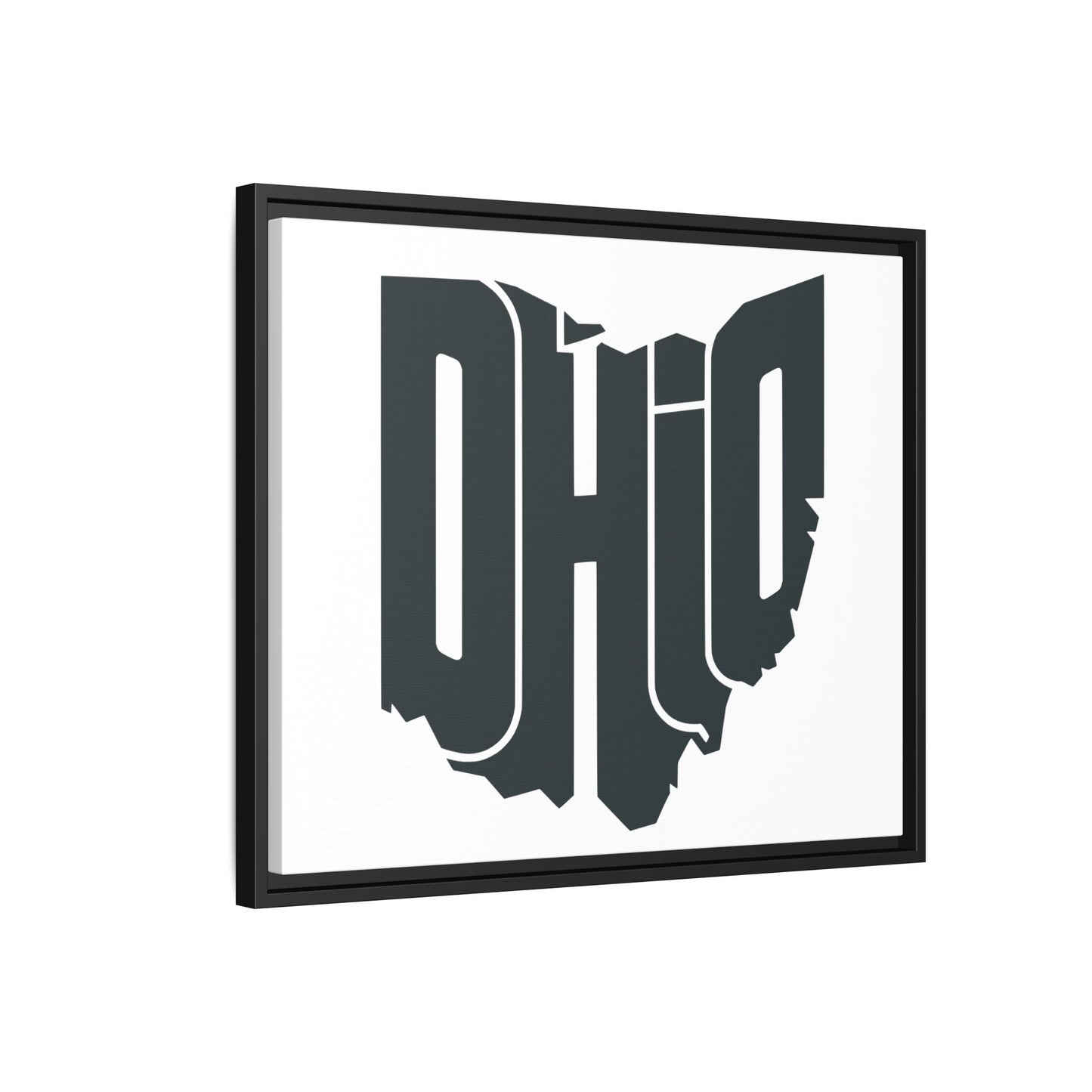 Ohio State Shape Matte Canvas Wall Art — Framed Modern State Typography Print