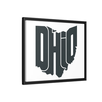 Ohio State Shape Matte Canvas Wall Art — Framed Modern State Typography Print