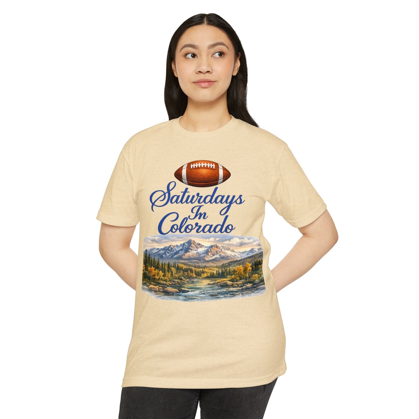 Saturdays in Colorado T-Shirt — Football & Mountain Scenic Tee
