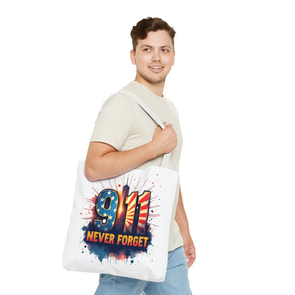 9/11 Never Forget Tote Bag — Patriotic Memorial Tribute Tote