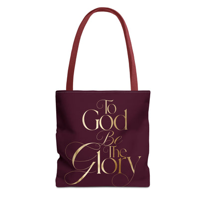To God Be The Glory Burgundy Tote Bag — Inspirational Christian Scripture Tote