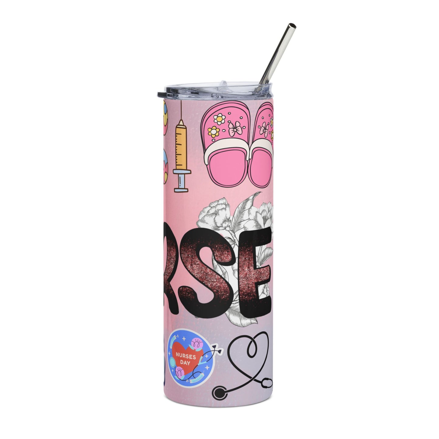 20oz Nurse Tumbler — Pink Thank You Nurse Stainless Steel Travel Cup
