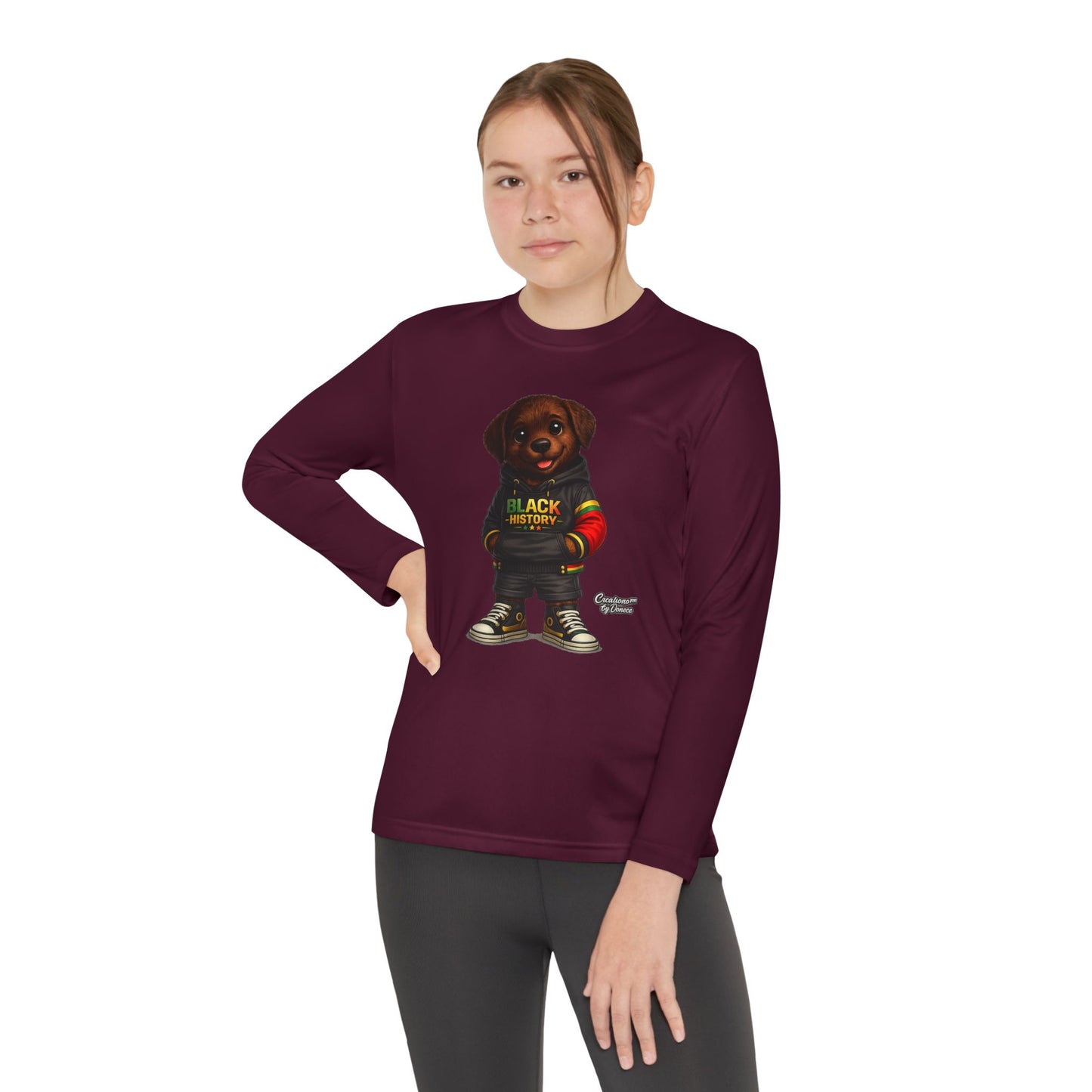 Kids Long Sleeve Tee — Rasta Teddy 'Black Excellence' Graphic
