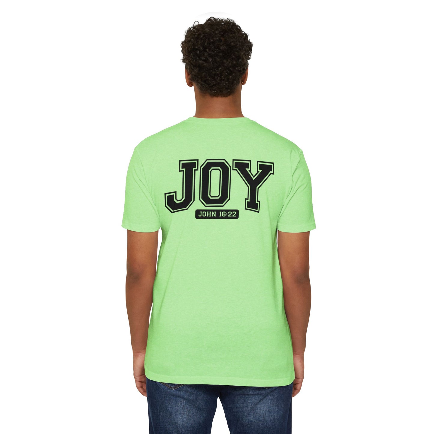 Joy T-Shirt – Christian Scripture John 16:22 College-Style Tee