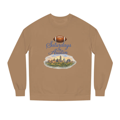 Saturdays in Austin Crewneck Sweatshirt — Floral Football City Skyline Design