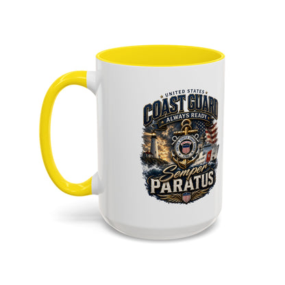 Coast Guard Semper Paratus Accent Coffee Mug – Patriotic Military Gift (11/15oz)