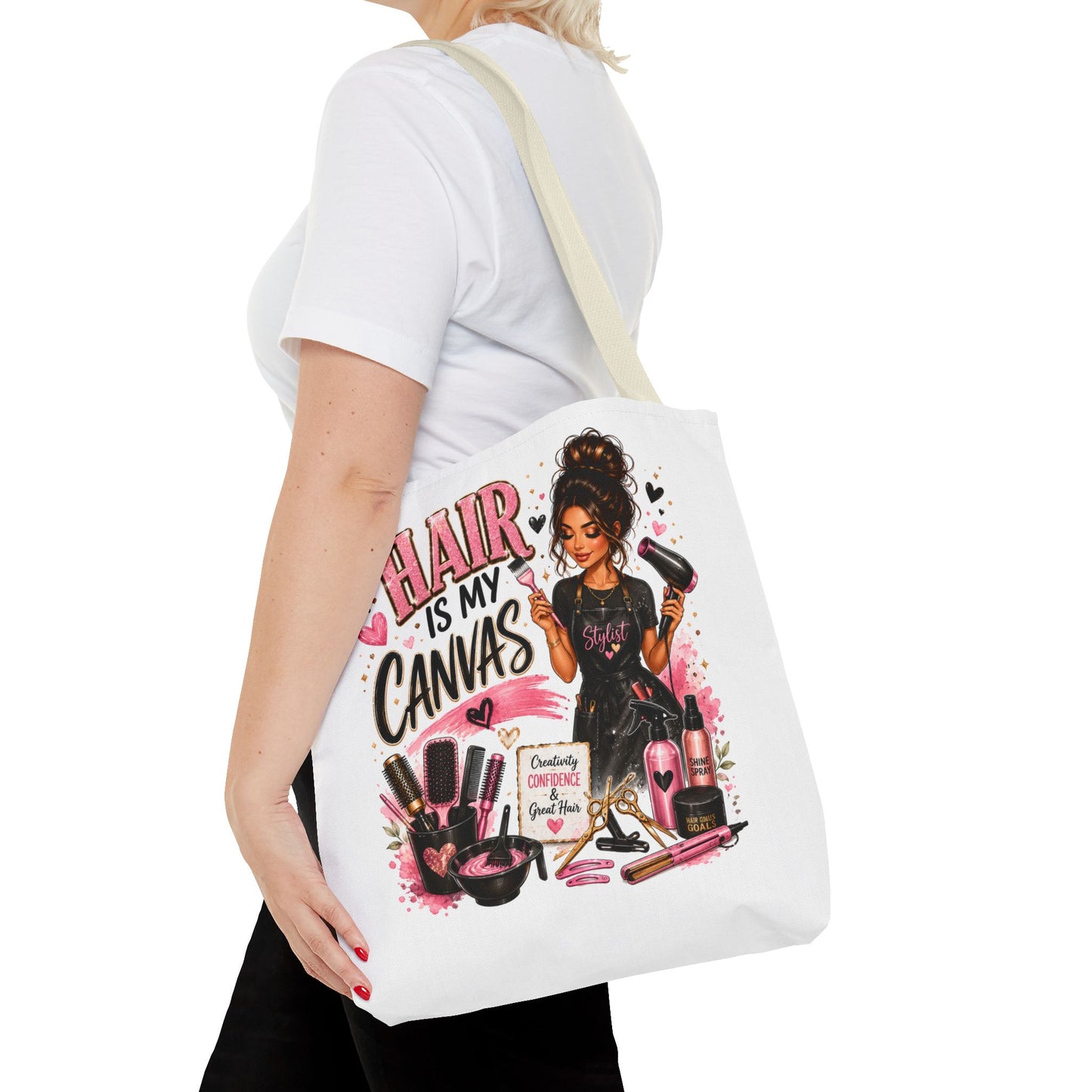 Hair Is My Canvas Tote Bag — Stylist Makeup Artist Cosmetic Accessories Tote