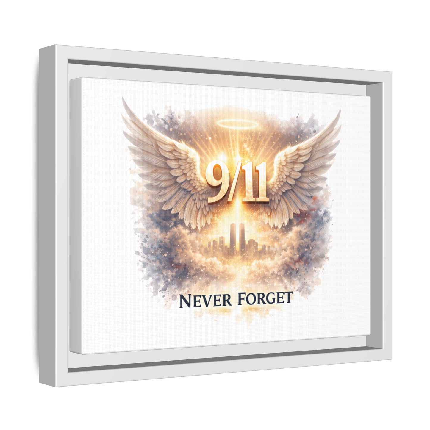9/11 Memorial Matte Canvas Print — "Never Forget" Framed Wall Art