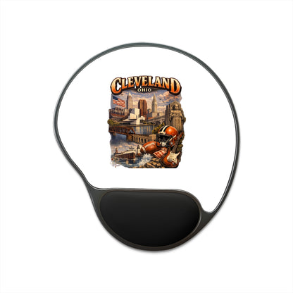 Cleveland Ohio Skyline Football Comfort Mouse Pad with Wrist Rest