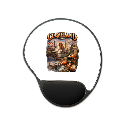Cleveland Ohio Skyline Football Comfort Mouse Pad with Wrist Rest