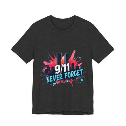 9/11 Never Forget T-Shirt — Patriotic Memorial Tee with Twin Towers Graphic