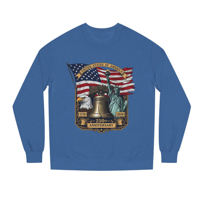 Liberty 250th Anniversary Sweatshirt — American Flag, Liberty Bell & Statue of Liberty Graphic