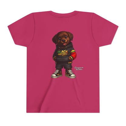 Youth Tee — Cute Puppy 'Black History' Graphic Shirt