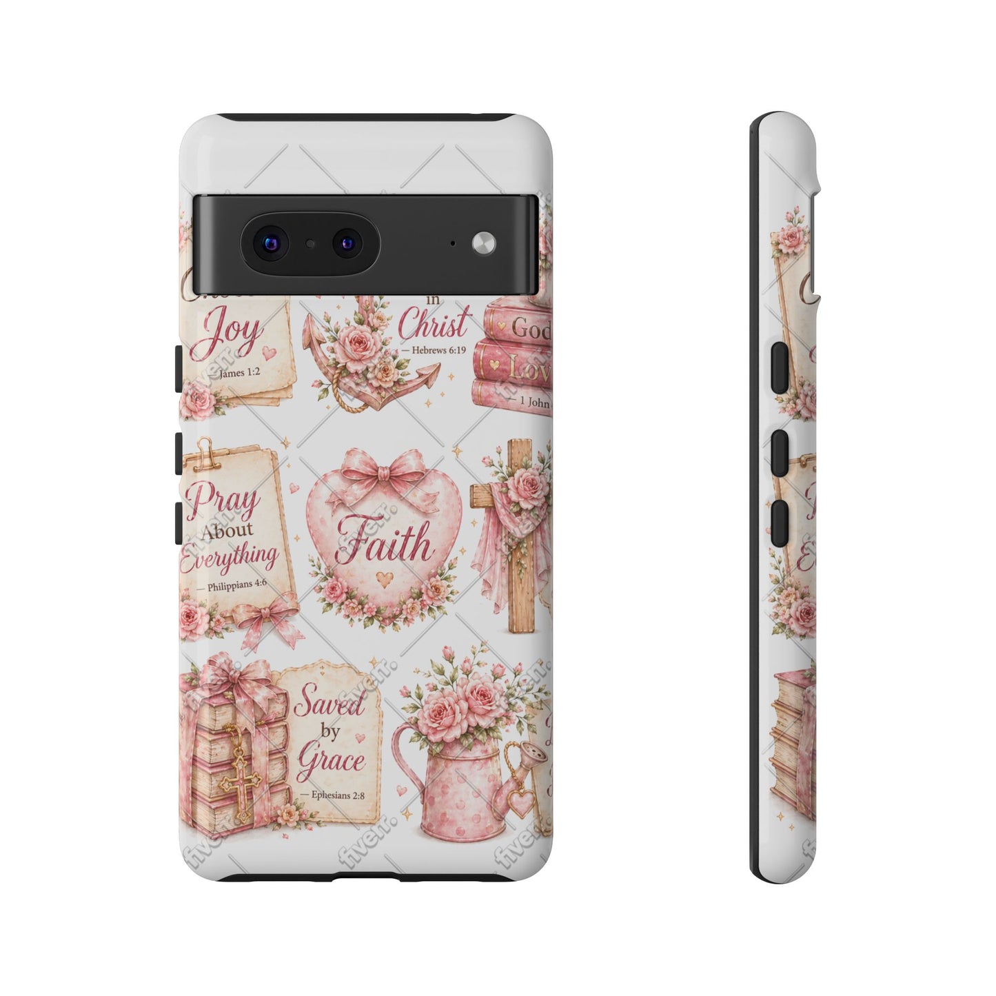Faith Floral Phone Case – Christian Inspirational Scripture iPhone Cover (Choose Joy, Pray, Faith)