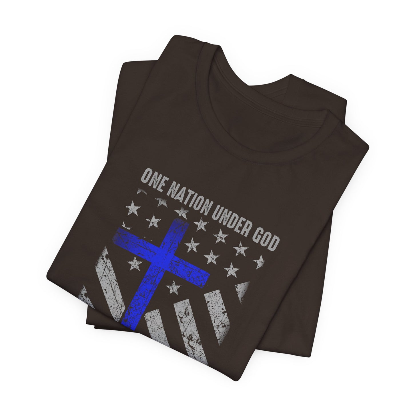Blessed Are the Peacemakers T‑Shirt — Thin Blue Line Cross, "One Nation Under God" Patriotic Police Tee