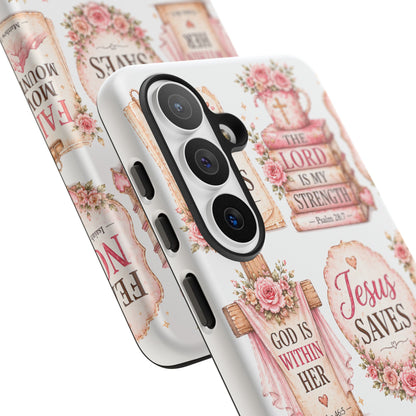 Faith Phone Case — 'Jesus Saves' Floral Christian Scripture iPhone Case