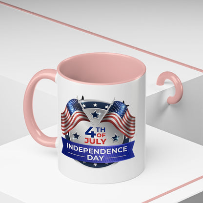 4th of July Independence Day Coffee Mug - Patriotic American Flag Accent