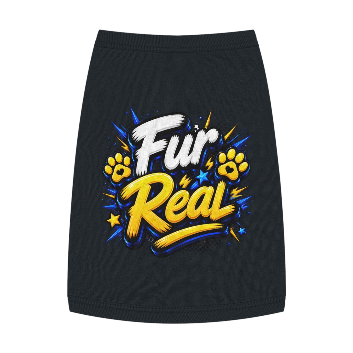 Pet Tank Top - "Fur Real" Graphic Dog & Cat Shirt, Funny Paw Print Pet Tee for Small Dogs & Cats