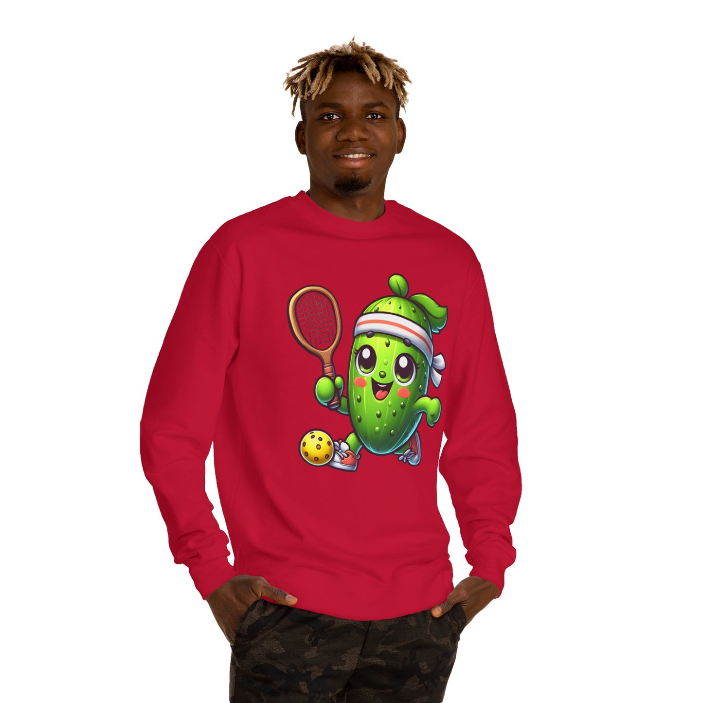 Pickleball Avocado Sweatshirt — Cute Cartoon Pickleball Player Crewneck