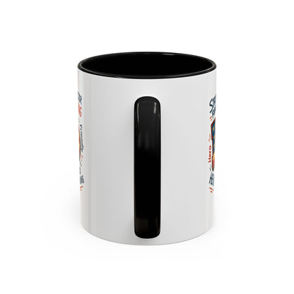 Dad Coffee Mug — Patriotic "DAD" Design with Loving, Hardworking, Protector Keywords (11/15oz Accent Mug)