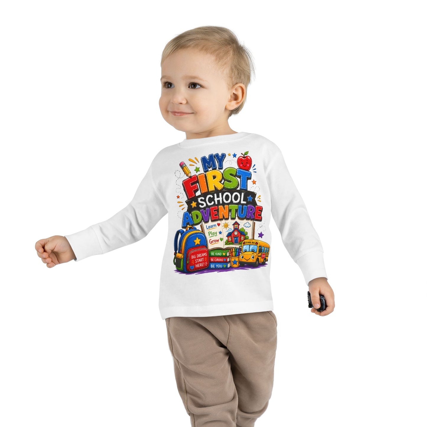 My First School Adventure Toddler Long Sleeve Tee