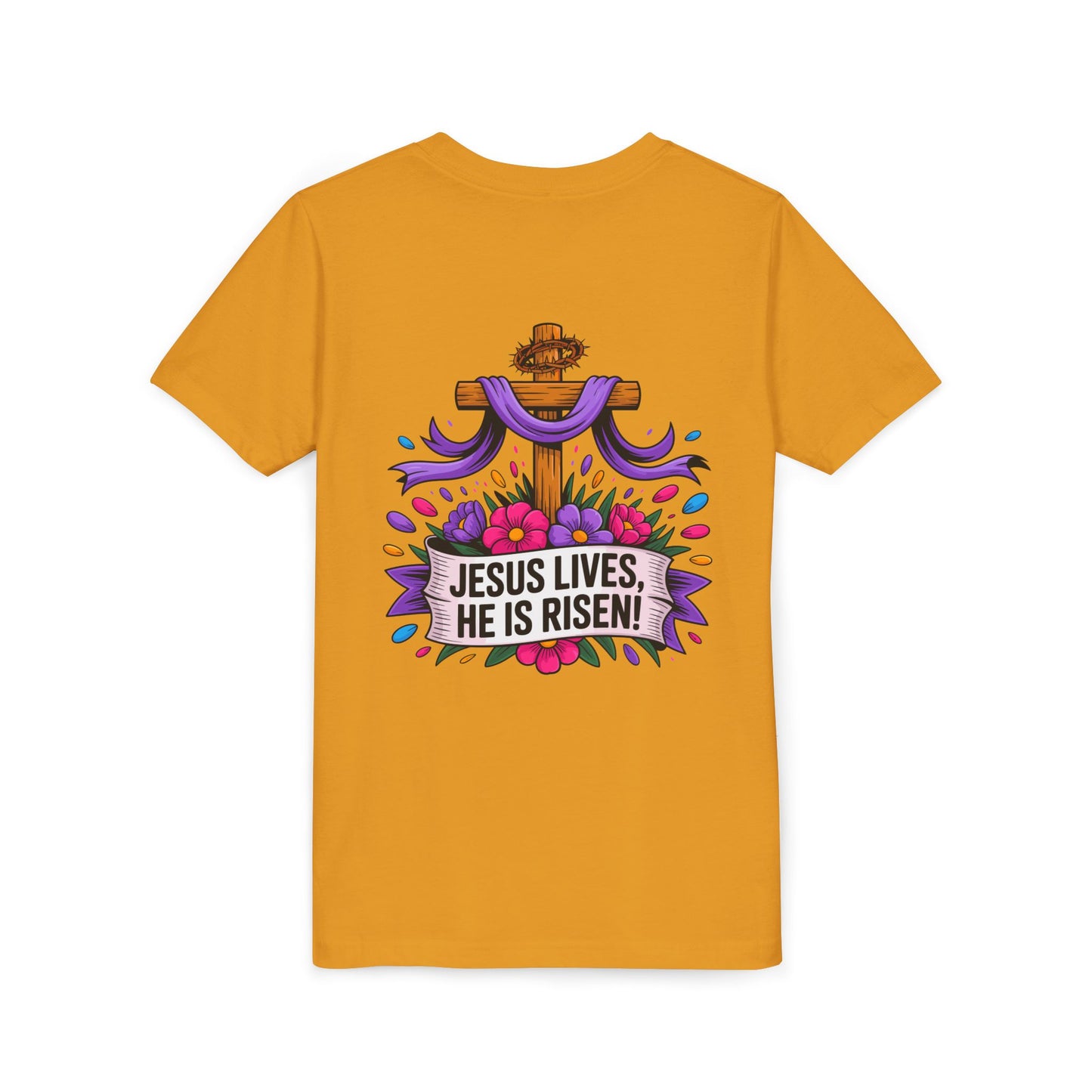 Youth Tee — "Jesus Lives, He Is Risen!" Easter Christian Tee