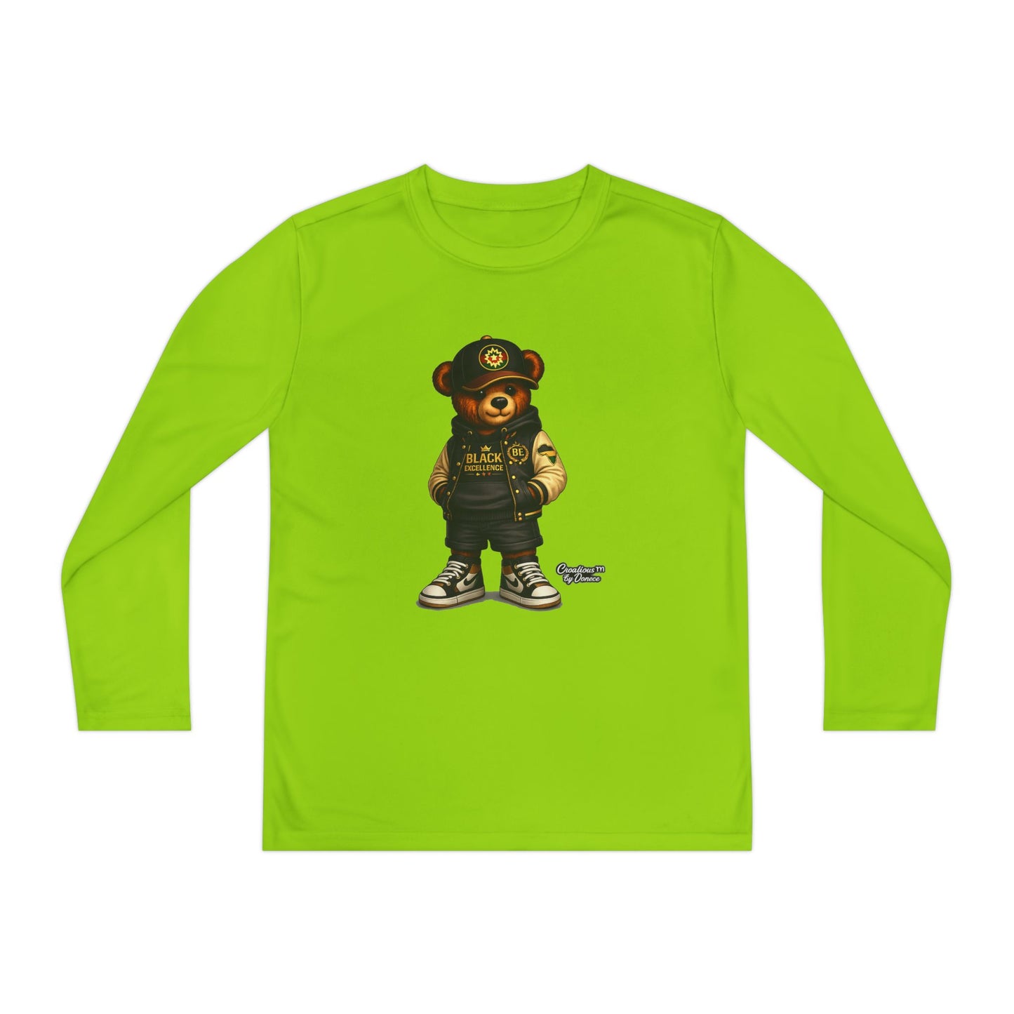 Youth Bear Police Officer Long Sleeve Tee — Cute Cop Bear Graphic Shirt
