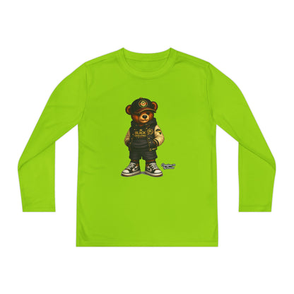 Youth Bear Police Officer Long Sleeve Tee — Cute Cop Bear Graphic Shirt