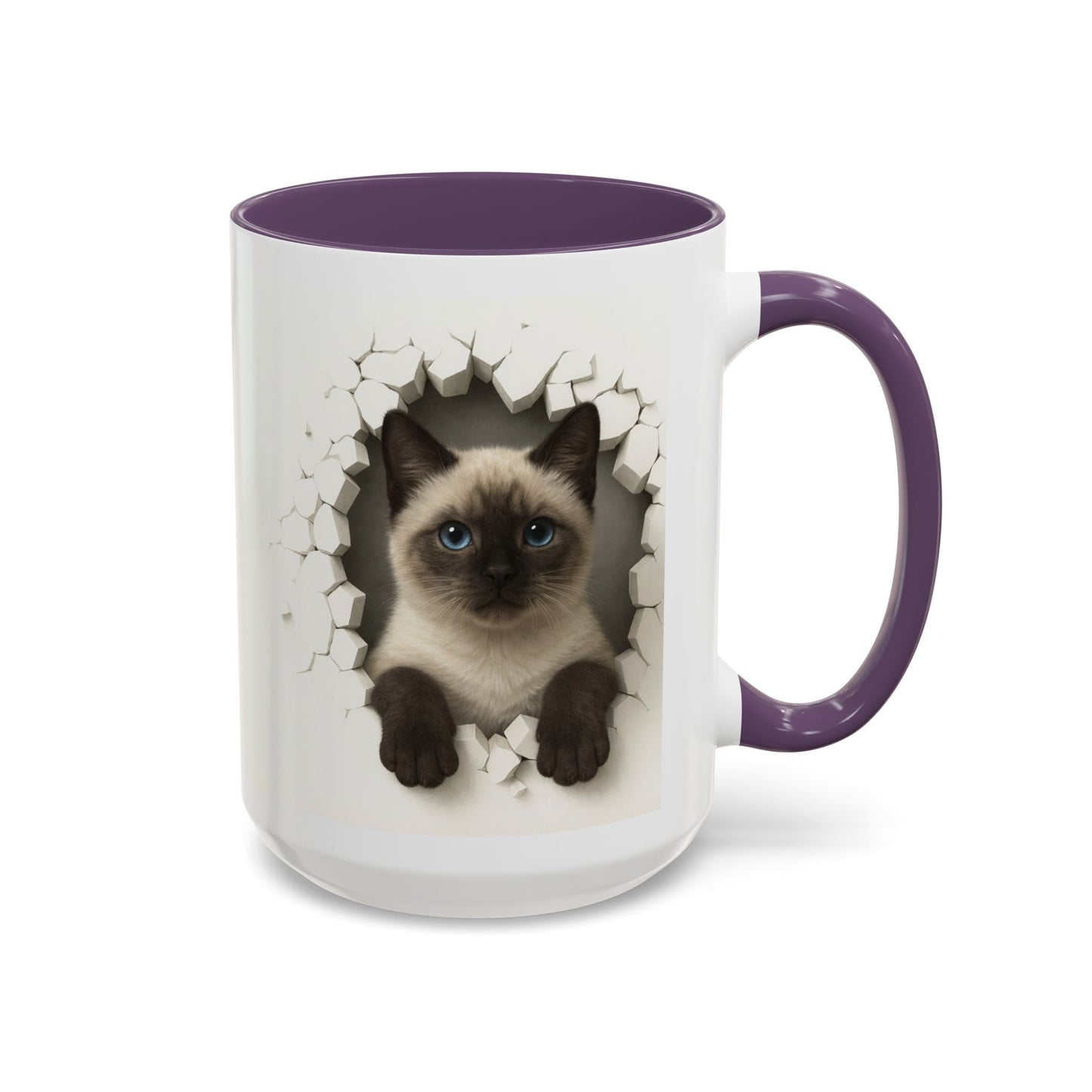 Siamese Cat Peeking Accent Coffee Mug (11/15oz)