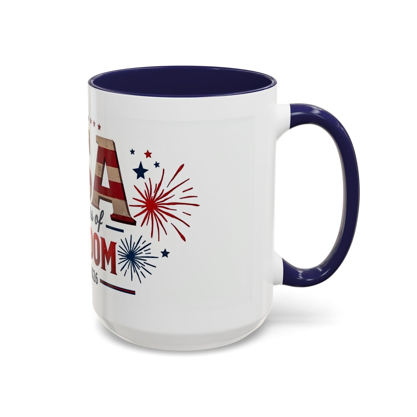 USA 250 Years of Freedom Accent Coffee Mug – 1776–2026 Patriotic Fourth of July Gift