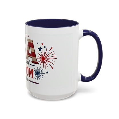 USA 250 Years of Freedom Accent Coffee Mug – 1776–2026 Patriotic Fourth of July Gift