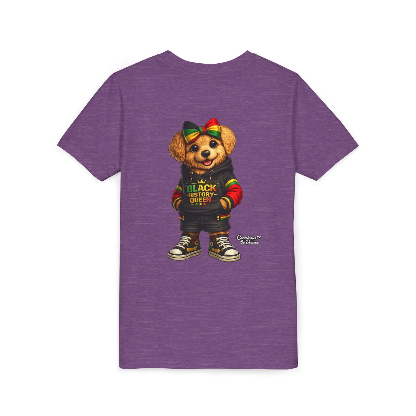 Youth Tee — Black History Queen Bear Graphic T-Shirt