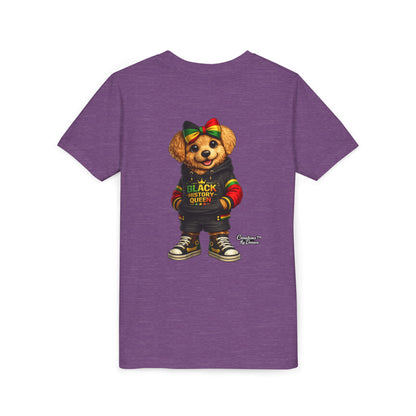 Youth Tee — Black History Queen Bear Graphic T-Shirt