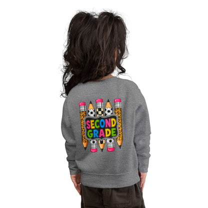 Second Grade Toddler Sweatshirt — Colorful Pencils Back-to-School Crewneck