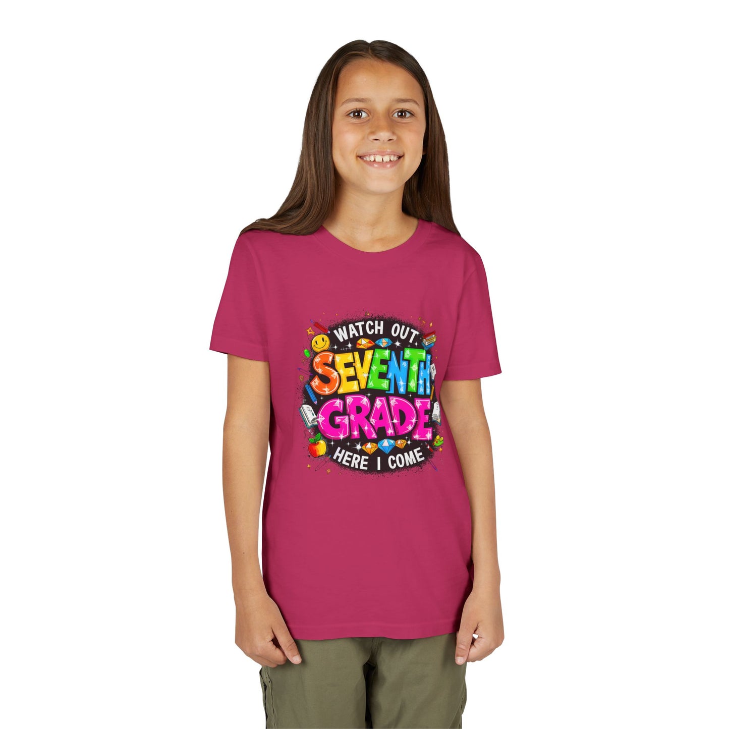 Seventh Grade Kids T‑Shirt — "Watch Out Seventh Grade Here I Come" Back‑to‑School Tee