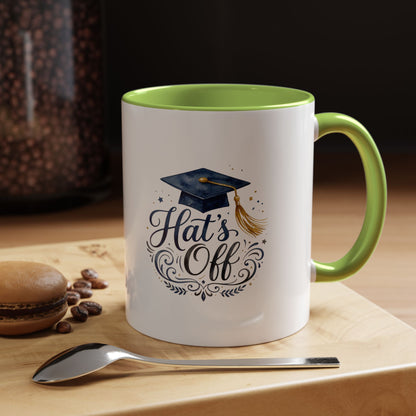 Graduation 'Hat's Off' Accent Coffee Mug — 11/15oz Celebratory Grad Gift