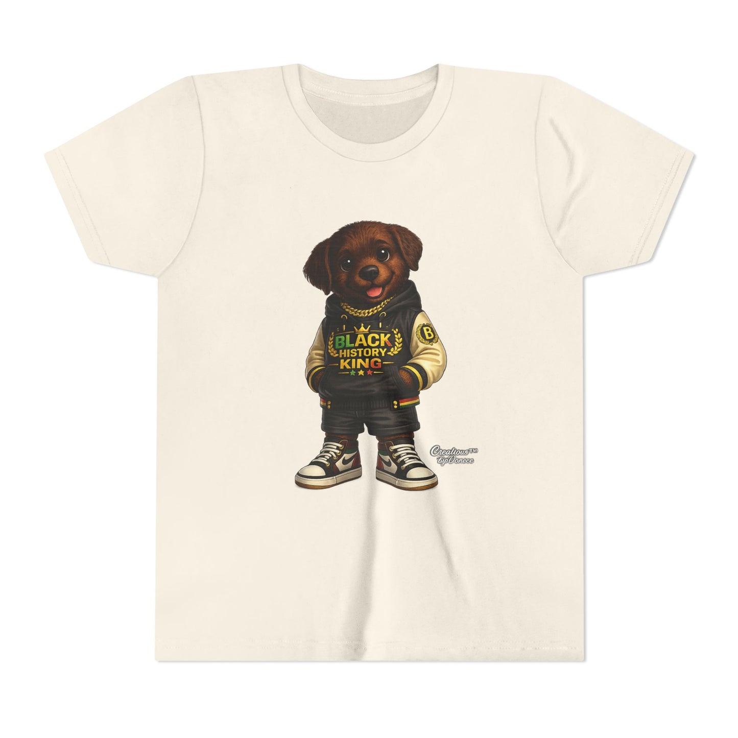 Youth Tee — 'Black History King' Puppy Graphic Shirt