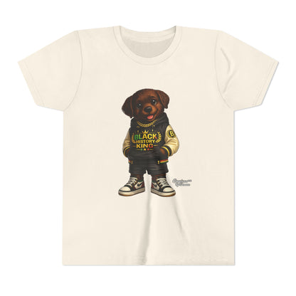 Youth Tee — 'Black History King' Puppy Graphic Shirt