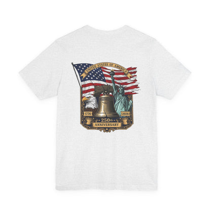 Liberty 250th Anniversary T-Shirt — American Flag, Liberty Bell & Statue of Liberty Tee