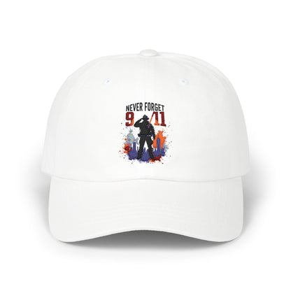 Never Forget 9/11 Dad Cap — Memorial Firefighter Silhouette Baseball Hat