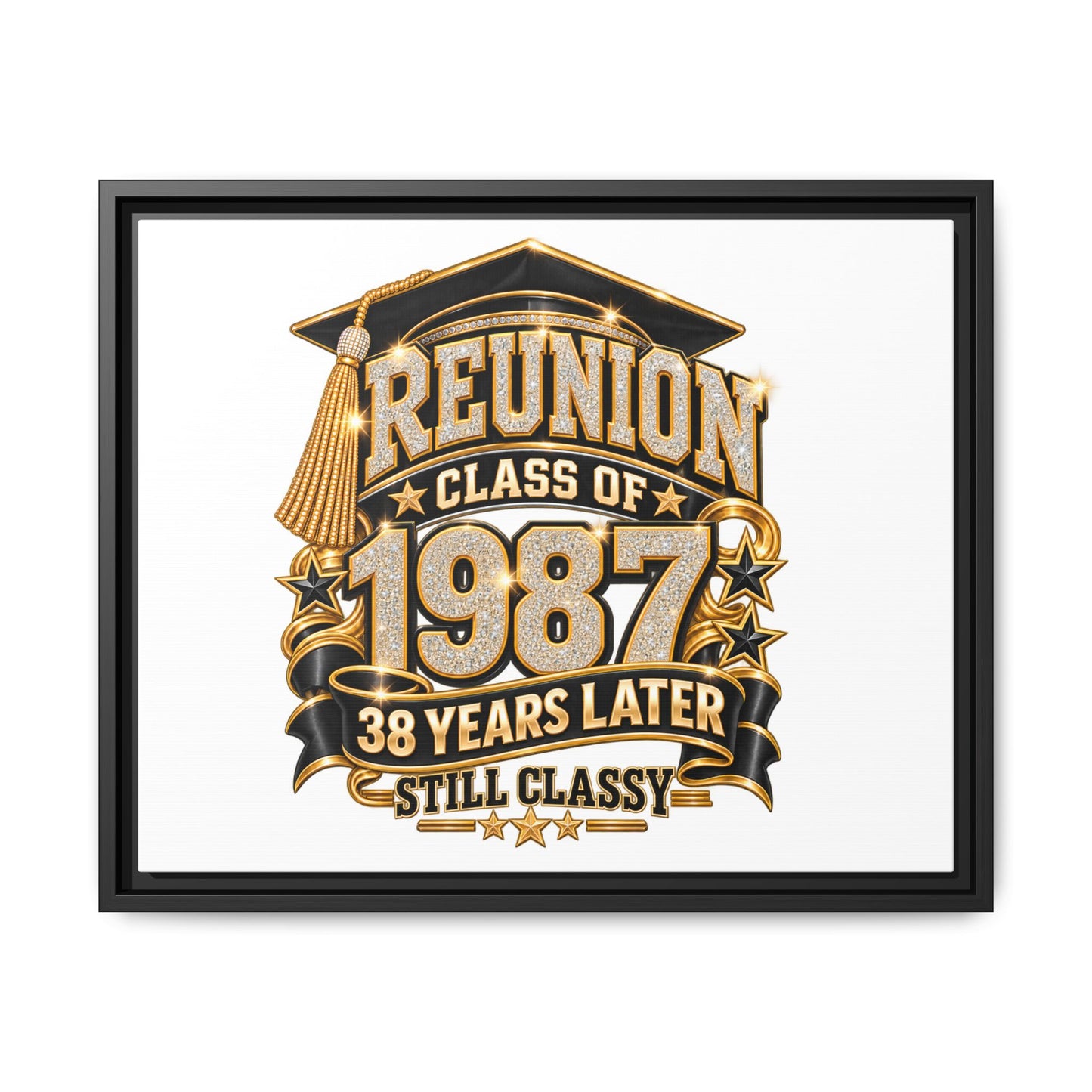 Class of 1987 Reunion Canvas Print — "38 Years Later Still Classy" Framed Art