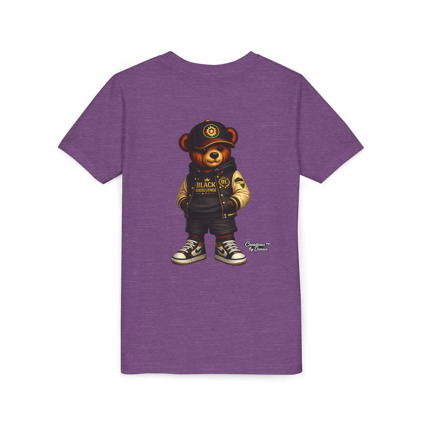 Youth Tee — Streetwear Teddy Bear Graphic (Black Varsity)