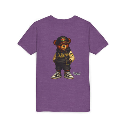 Youth Tee — Streetwear Teddy Bear Graphic (Black Varsity)