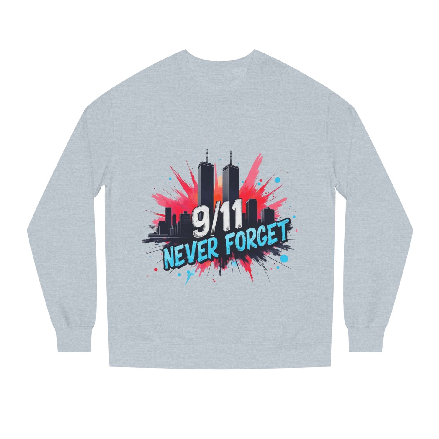 9/11 Never Forget Sweatshirt - Tribute Crewneck with Twin Towers Graphic