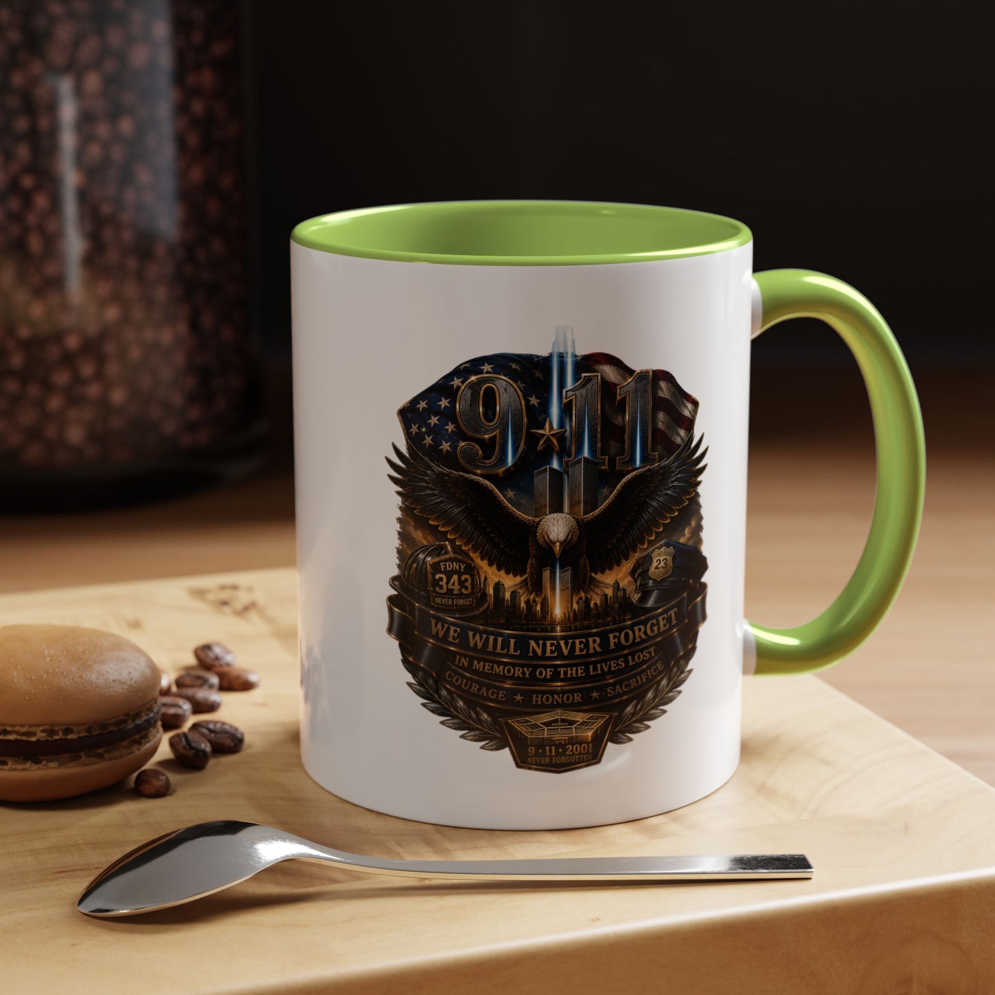 9/11 Tribute Coffee Mug — Never Forget Memorial Eagle Design (11/15oz)