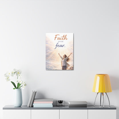 Faith Over Fear Stretched Canvas – Inspirational Christian Wall Art