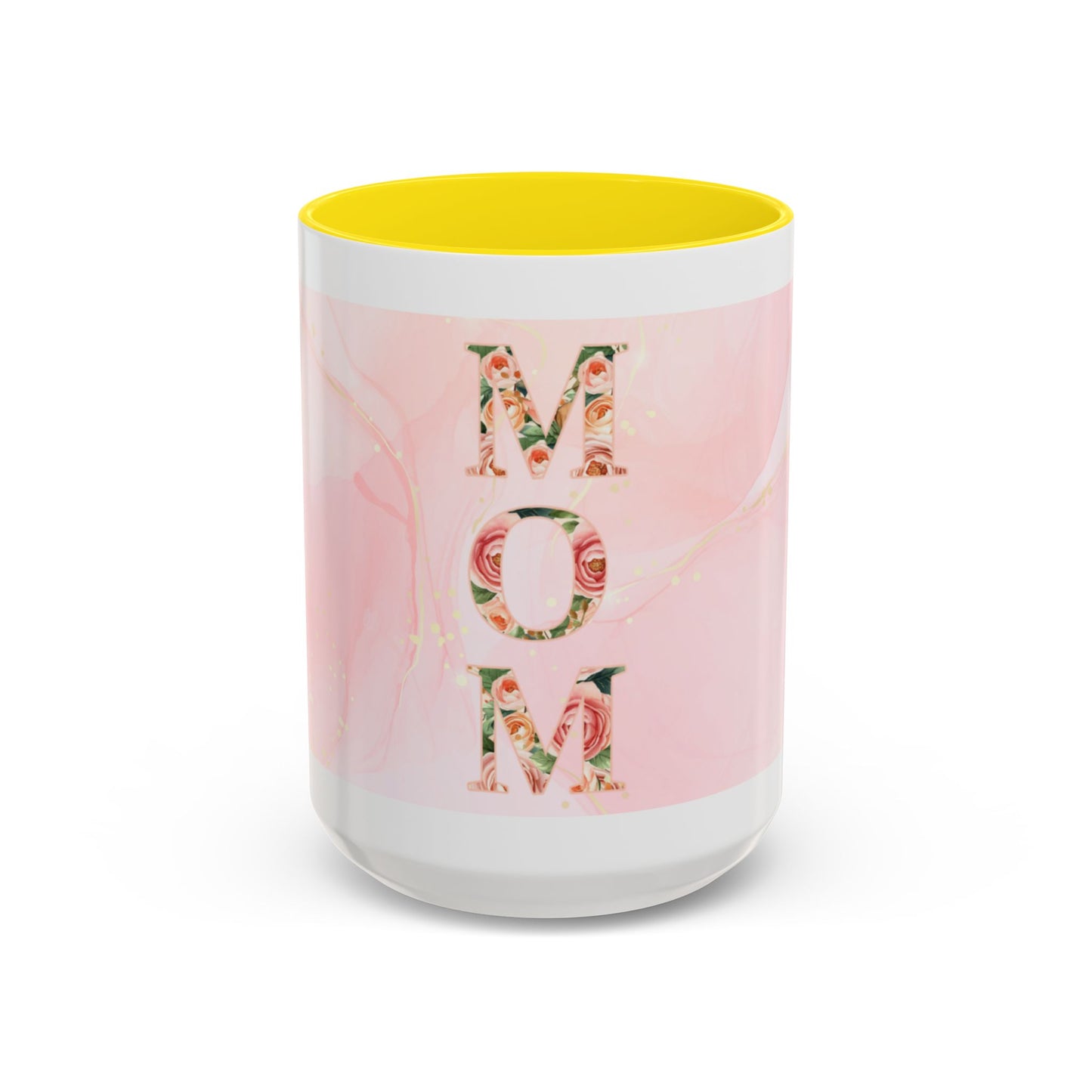 Mom Floral Accent Coffee Mug – Pink Rose Mother's Day Gift (11/15 oz)