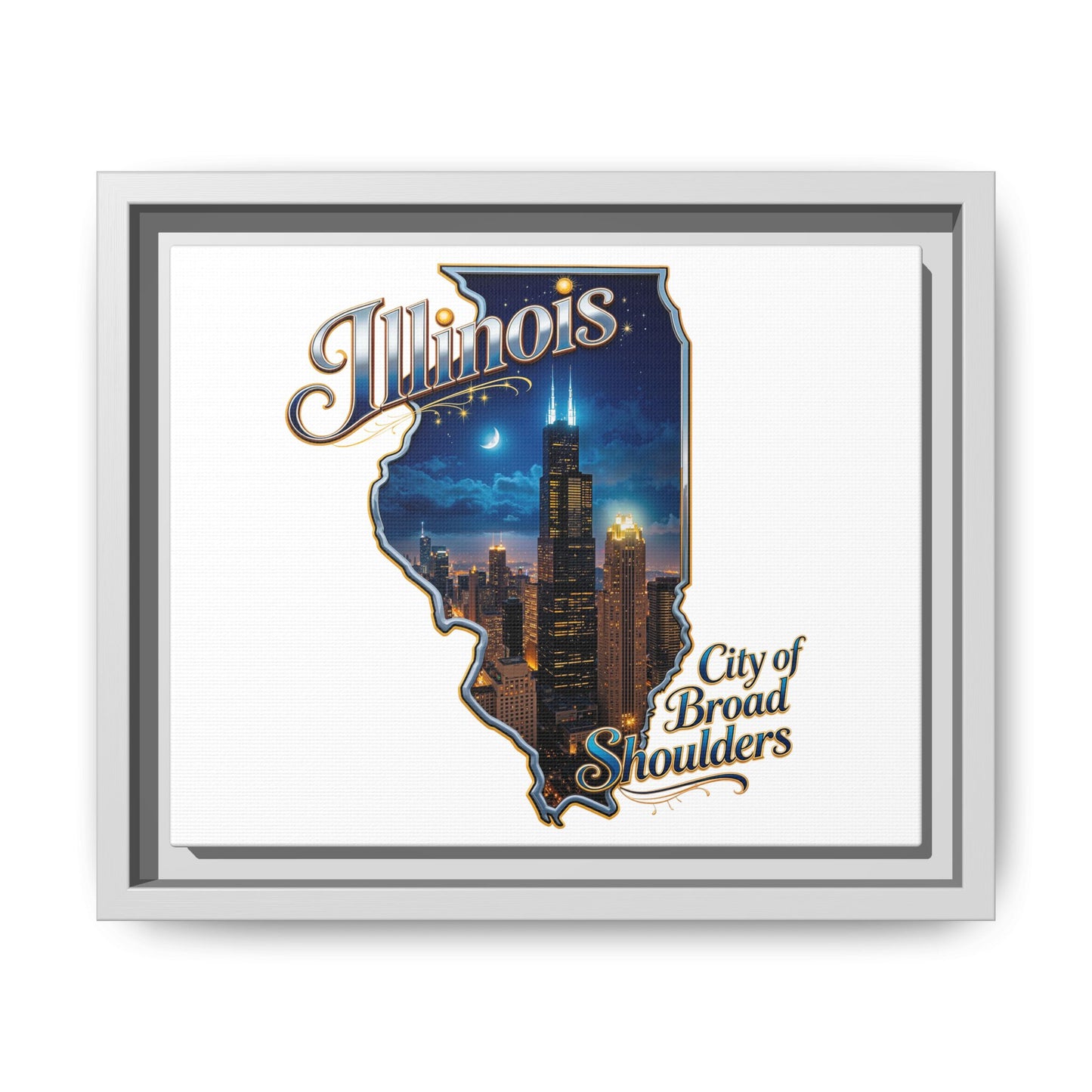 Illinois City of Broad Shoulders Matte Canvas Framed Wall Art